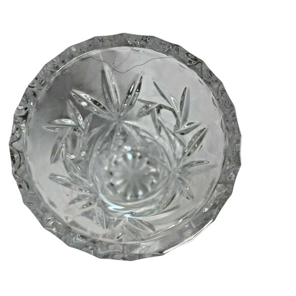 Vintage Clear Crystal Bud Vase With Starburst Design 4 in Tall - Picture 3 of 6